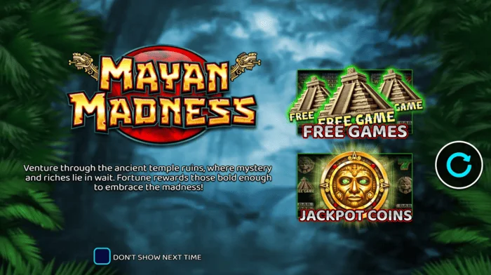Mayan Madness - hoofdmenu met Maya-thema